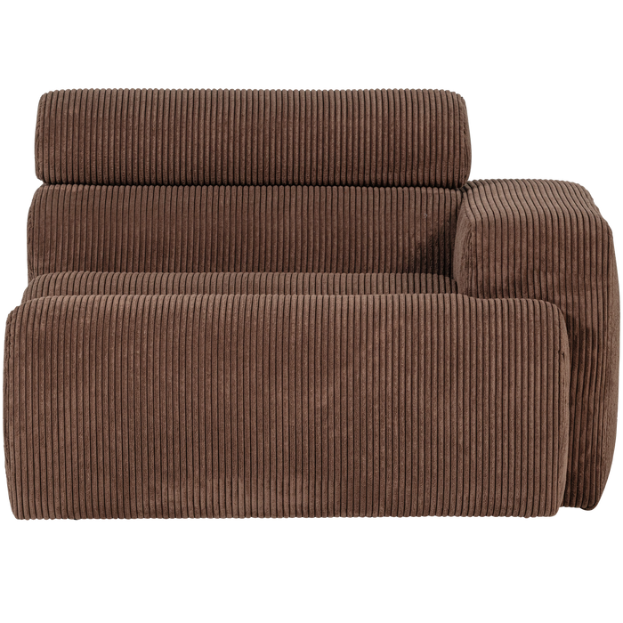 WOOOD Novi 1-Zits Element Bank Arm Rechts - Ribstof - Mokkabruin