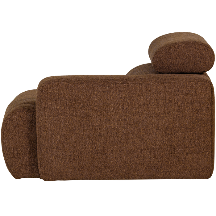 WOOOD Novi 1-Zits Element Bank Arm Rechts - Polyester - Mokkabruin