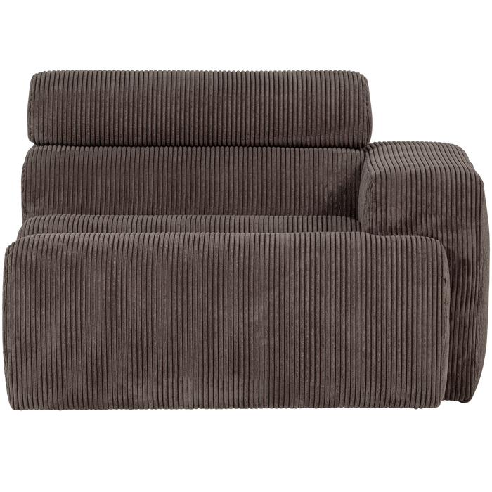 WOOOD Novi 1-Zits Element Bank Arm Links - Ribstof - Grijsbruin