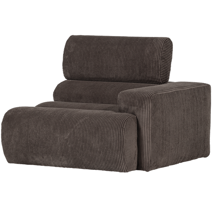 WOOOD Novi 1-Zits Element Bank Arm Links - Ribstof - Grijsbruin