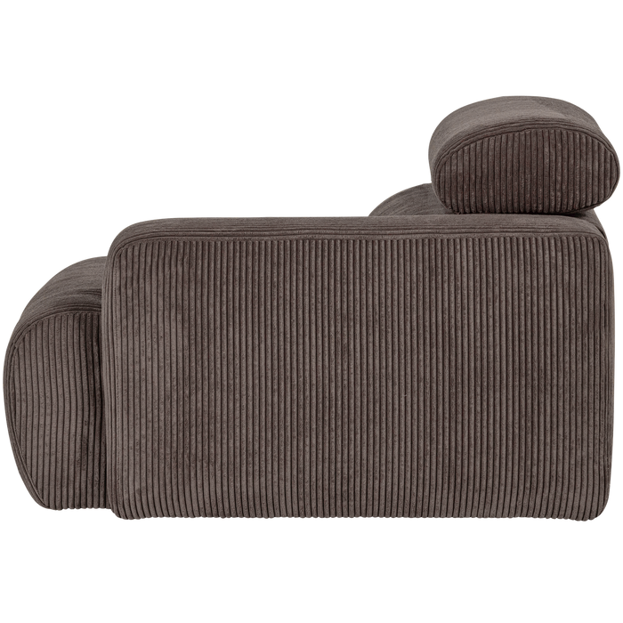 WOOOD Novi 1-Zits Element Bank Arm Links - Ribstof - Grijsbruin