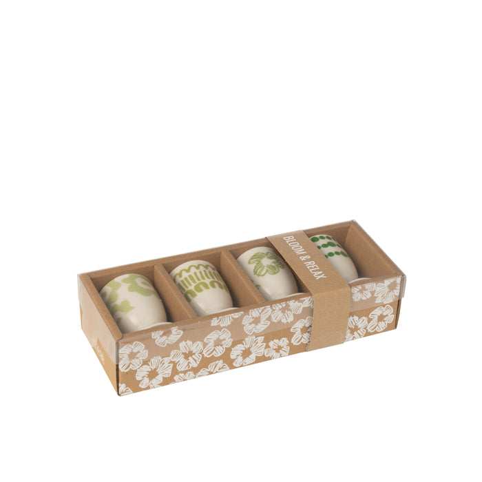J-Line eierdopje In Doos - keramiek - groen - doos van 4