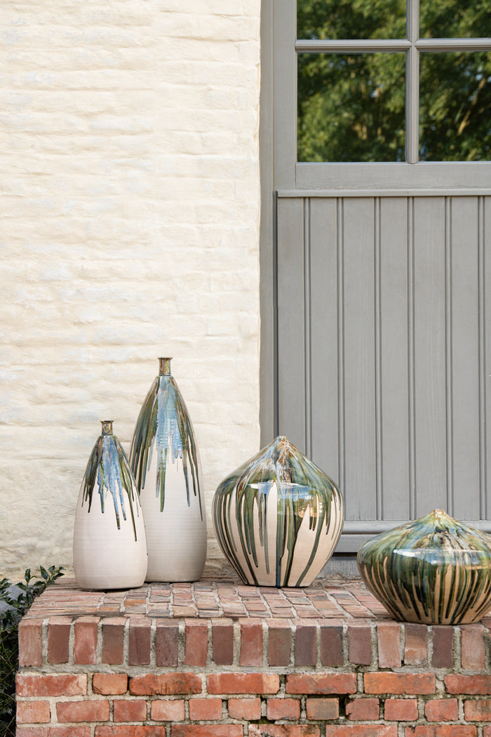 J-Line vaas Verf - keramiek - naturel|groen - large - 73 cm