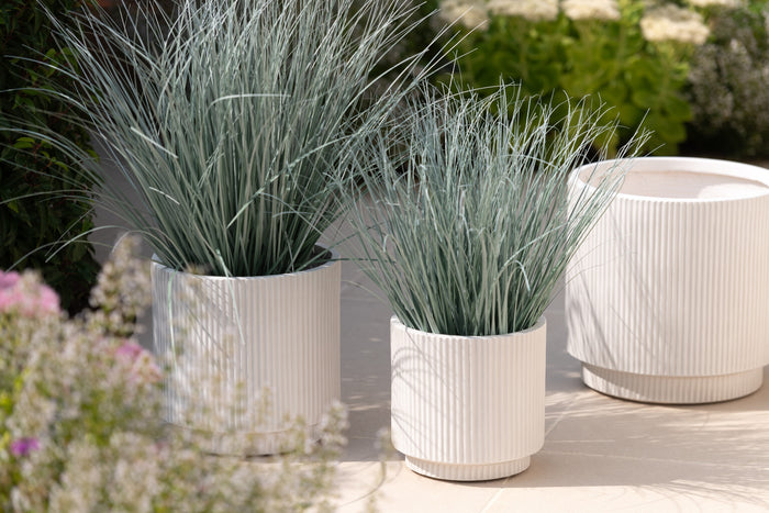 J-Line bloempot Misty - keramiek - wit - 3 stuks - Ø 37 cm