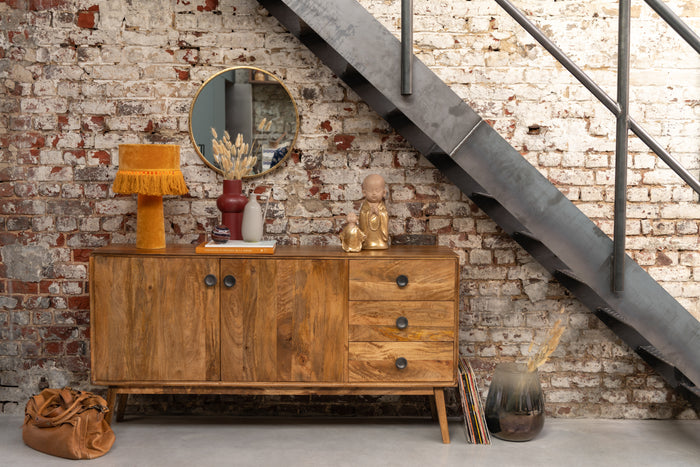 J-Line spiegel Mona Rond - ijzer|glas - goud - medium - Ø 50 cm