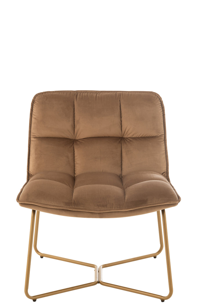 J-Line loungestoel Lisa - metaal|textiel - bruin - 2 stuks