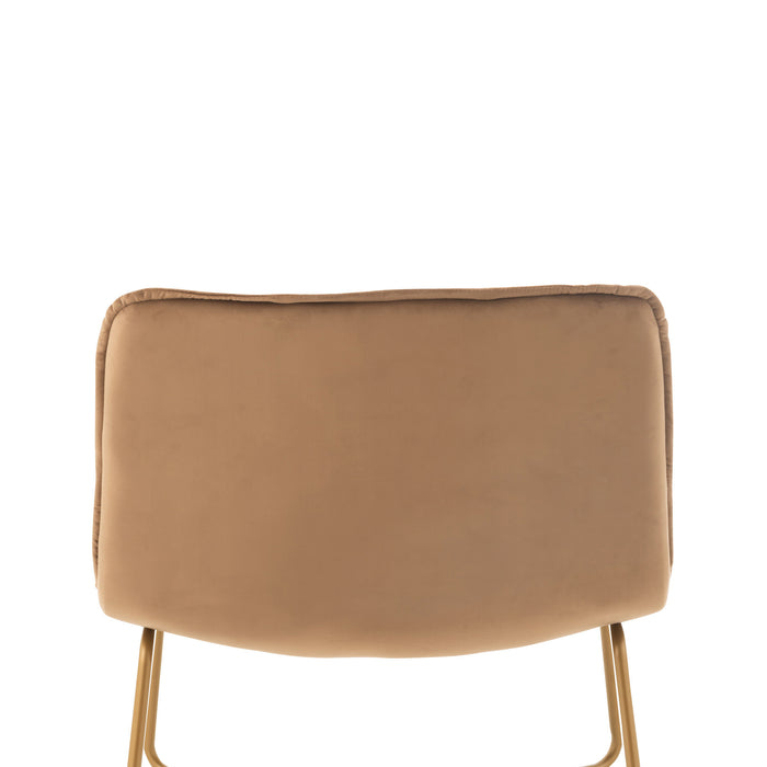 J-Line loungestoel Lisa - metaal|textiel - bruin - 2 stuks