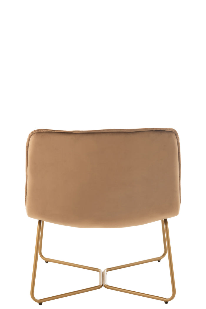 J-Line loungestoel Lisa - metaal|textiel - bruin - 2 stuks