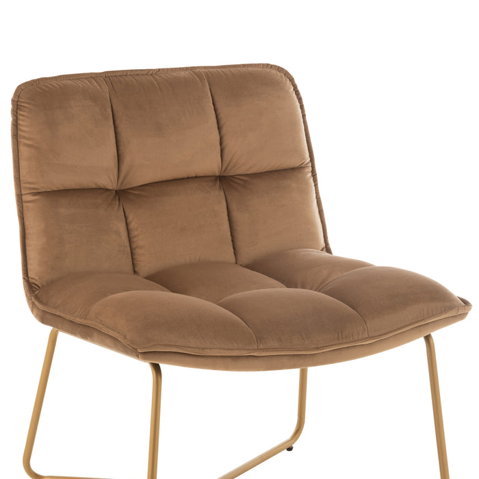 J-Line loungestoel Lisa - metaal|textiel - bruin - 2 stuks