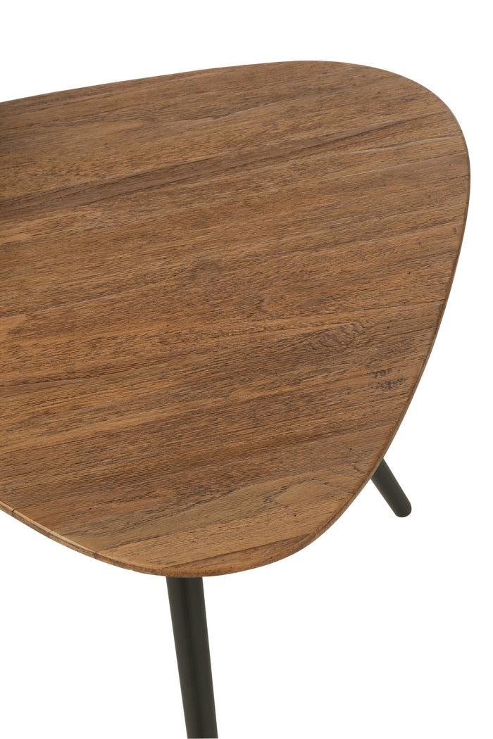 J-Line tafel Driehoek - hout|glas - naturel - set van 2