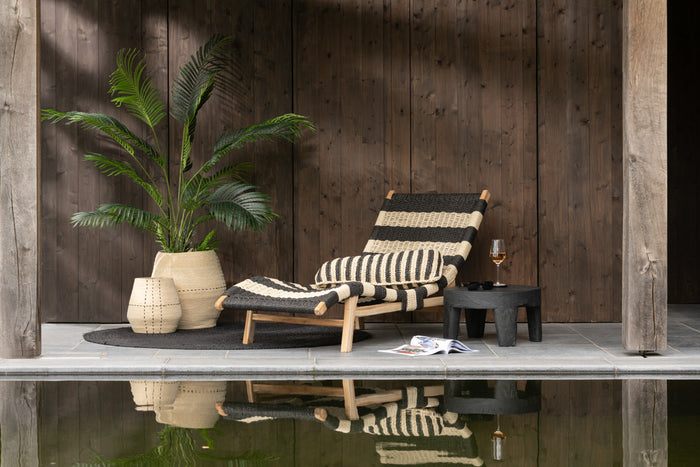 J-Line mand Stippellijnen - zeegras - naturel|zwart - 2 stuk