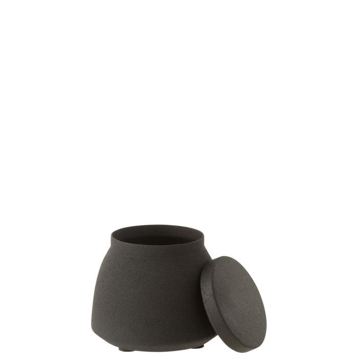 J-Line voorraadpot - metaal - blinkend zwart - small