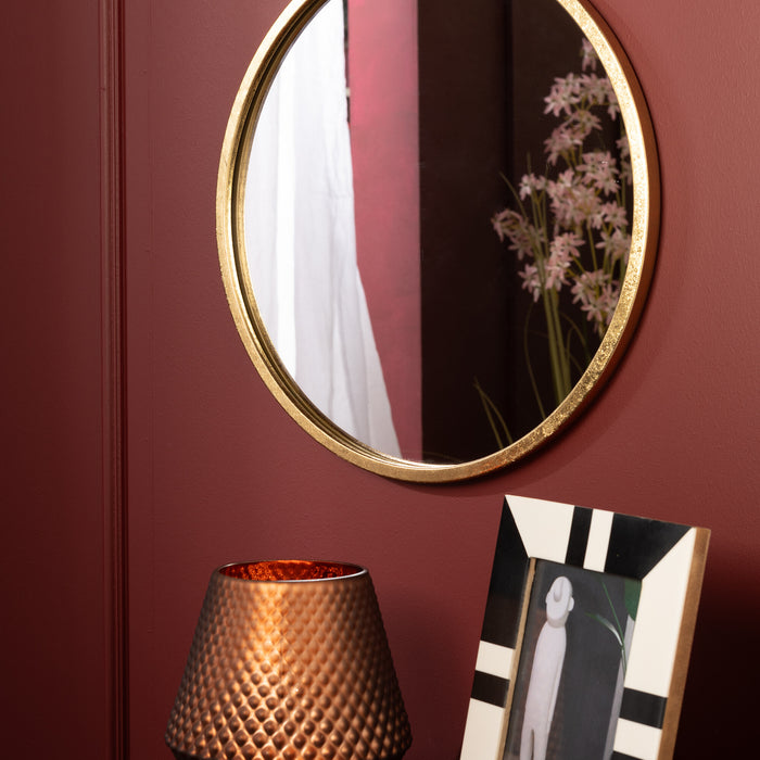 J-Line spiegel Mona Rond - ijzer|glas - goud - small - Ø 40 cm