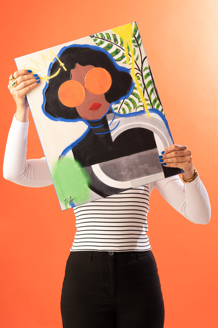 J-Line wanddecoratie Vrouw Popart - canvas - mix - large - 2