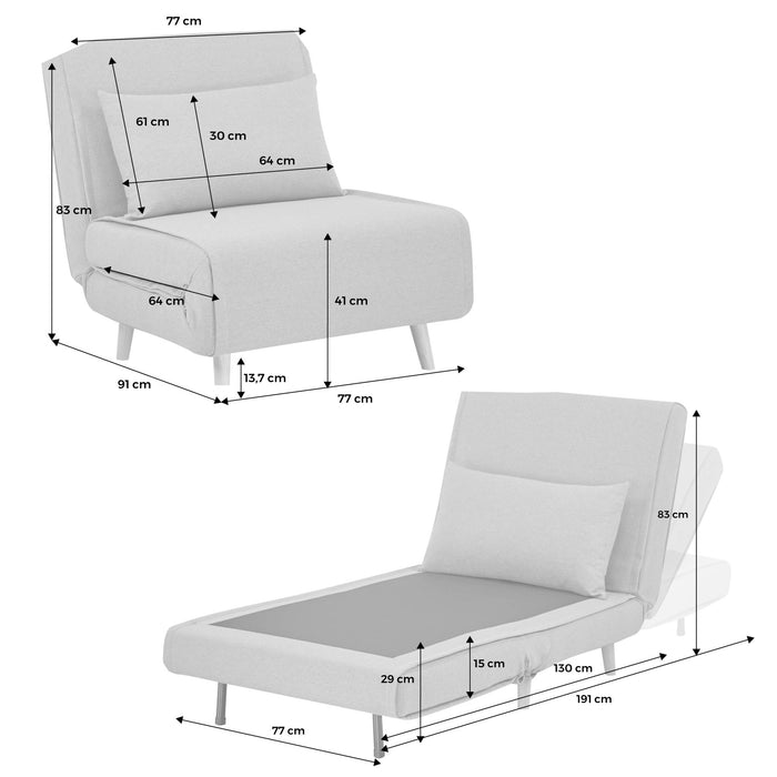 sweeek - Omvormbare fauteuil stof houten frame 1 zitplaats