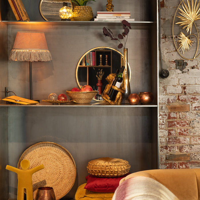 J-Line spiegel Mona Rond - ijzer|glas - goud - small - Ø 40 cm