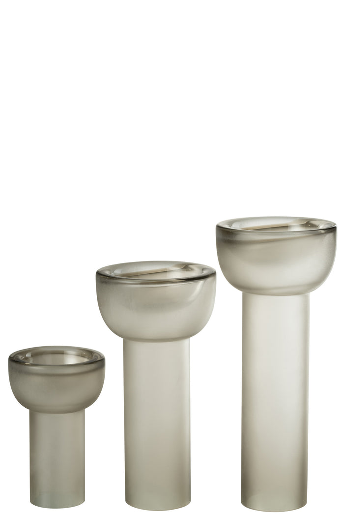 J-Line vaas|kandelaar Yara - glas - greige - large - 38 cm h