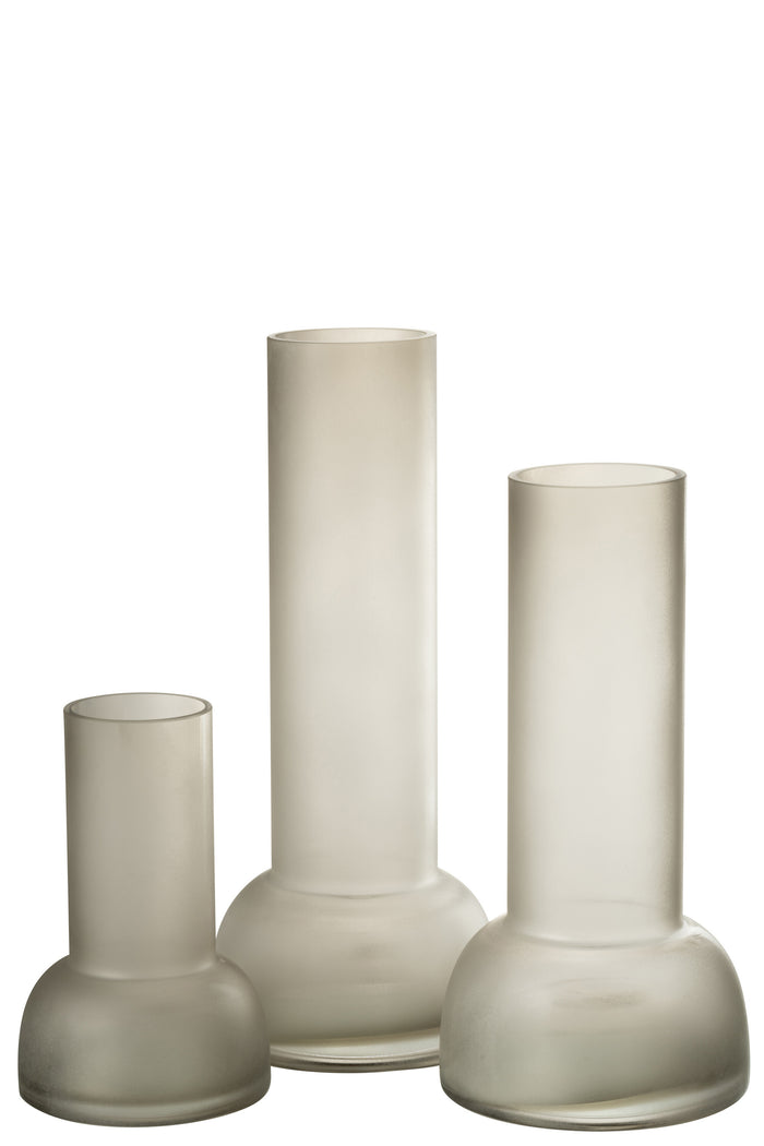 J-Line vaas|kandelaar Yara - glas - greige - large - 38 cm h