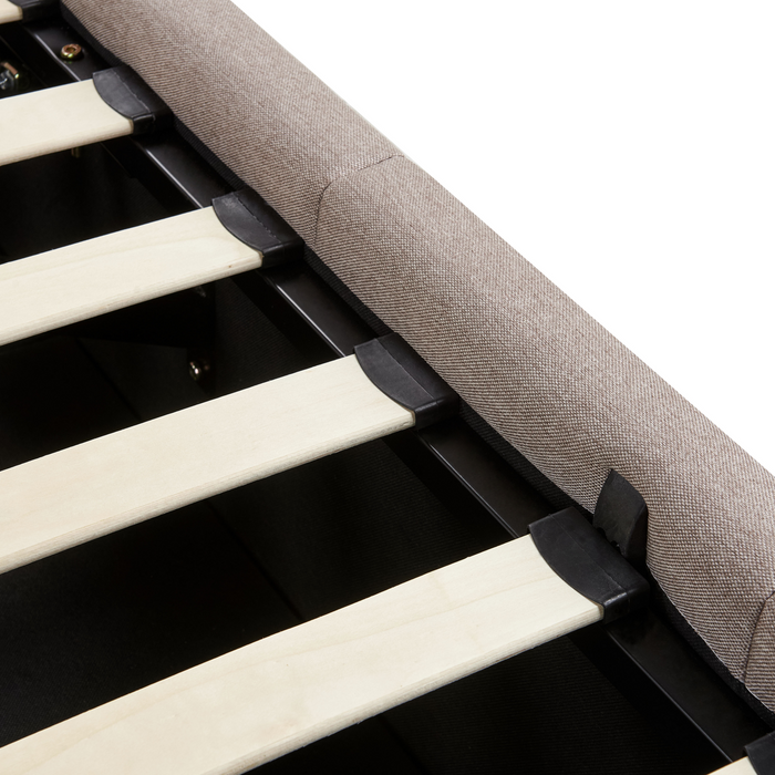 Beliani-CASTELNAVET-Tweepersoonsbed-Taupe-160 x 200 cm-Polyester