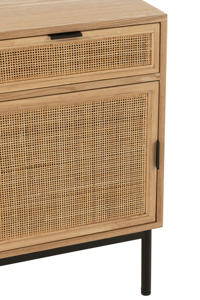 J-Line nachtkast Vierkant - hout|metaal - naturel|zwart