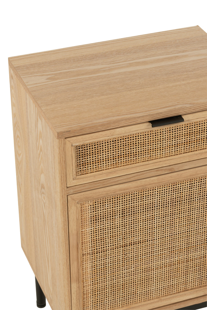 J-Line nachtkast Vierkant - hout|metaal - naturel|zwart