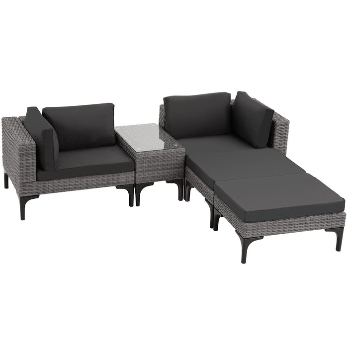 tectake® Wicker lounge Bellaria met aluminium frame - Grijs