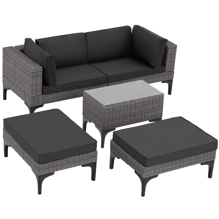 tectake® Wicker lounge Bellaria met aluminium frame - Grijs