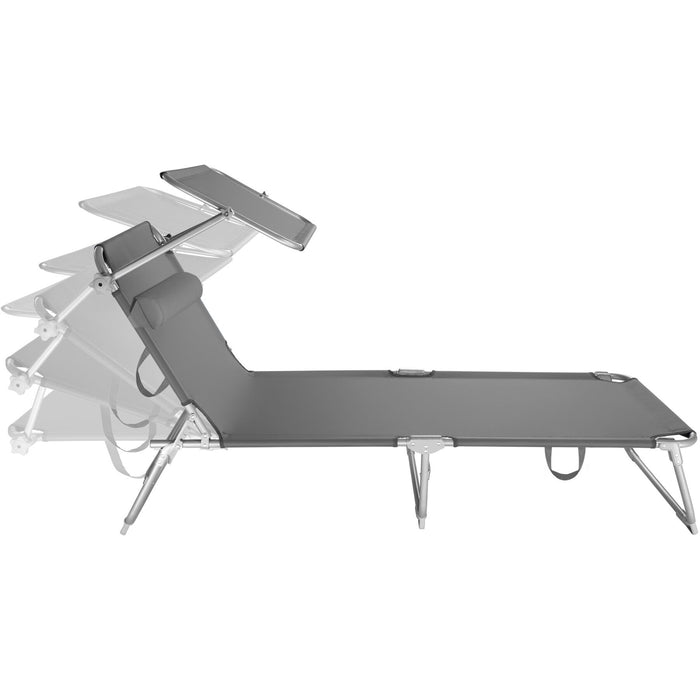 tectake® Ligbed 4-niveaus met hoofdkussen - Grijs