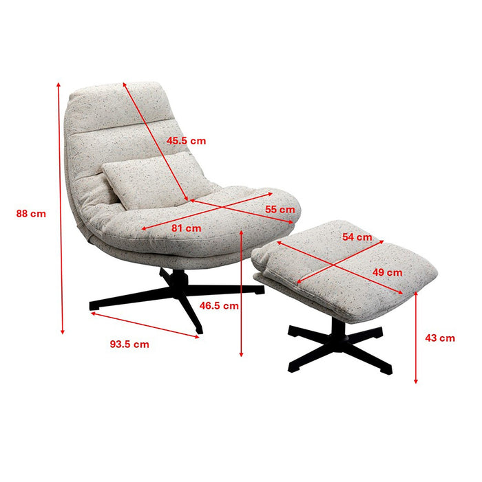 Draaifauteuil en Voetsteun Columbia Kare Design