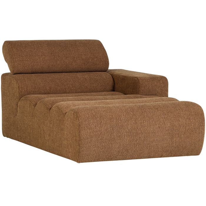 WOOOD Novi Chaise Longue Element Arm Rechts - Polyester- Karamelbruin