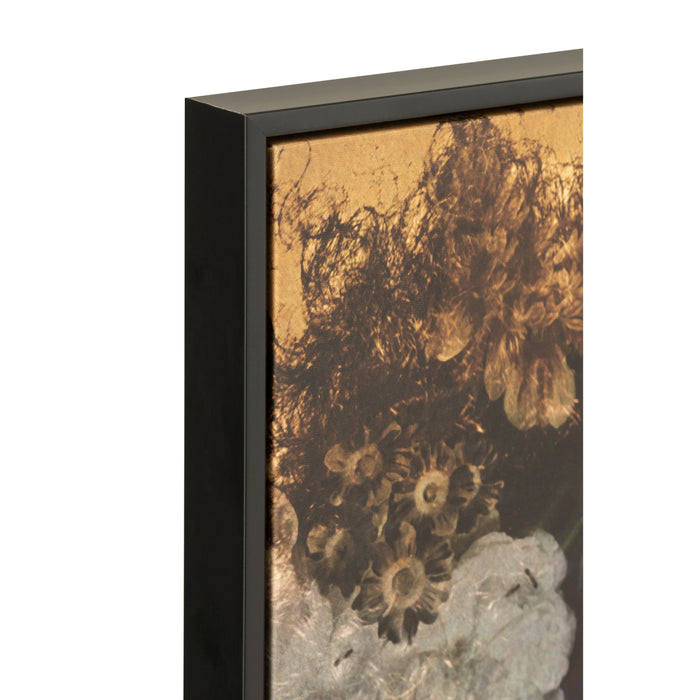 J-Line wanddecoratie Vrouw Bloemen - canvas|hout - mix