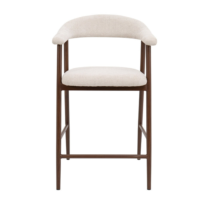 Giga Meubel - Barstoel Beige Stof|Walnoot - Mila - Set van 2