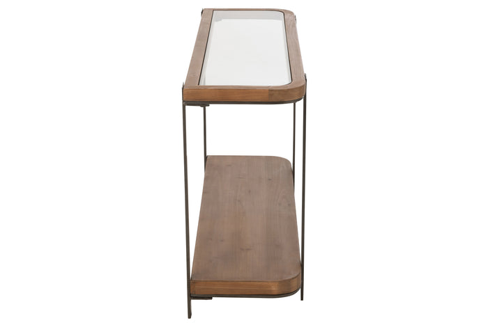 J-Line console Spar - hout|glas - naturel|zwart