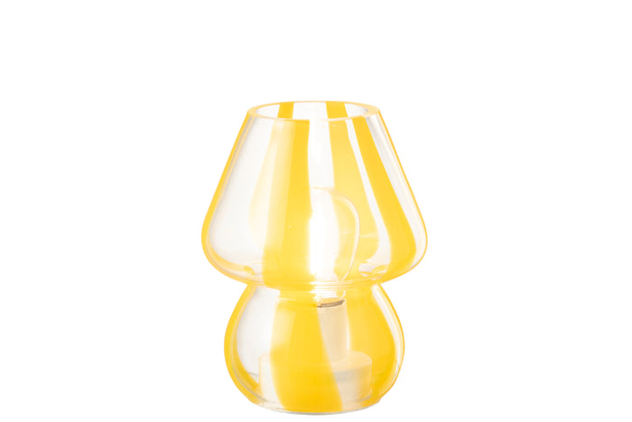J-Line tafellamp Strepen - glas - transparant|geel - small