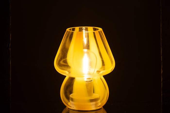 J-Line tafellamp Strepen - glas - transparant|geel - small