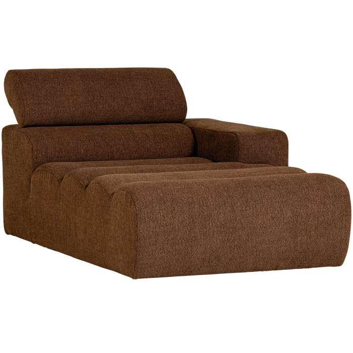WOOOD Novi Chaise Longue Element Arm Rechts - Polyester- Karamelbruin