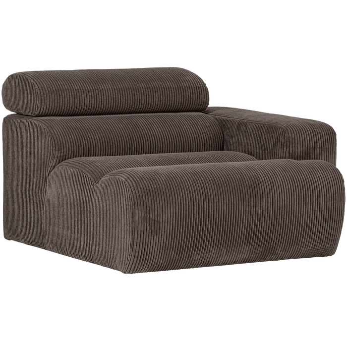 WOOOD Novi 1-Zits Element Bank Arm Links - Ribstof - Grijsbruin