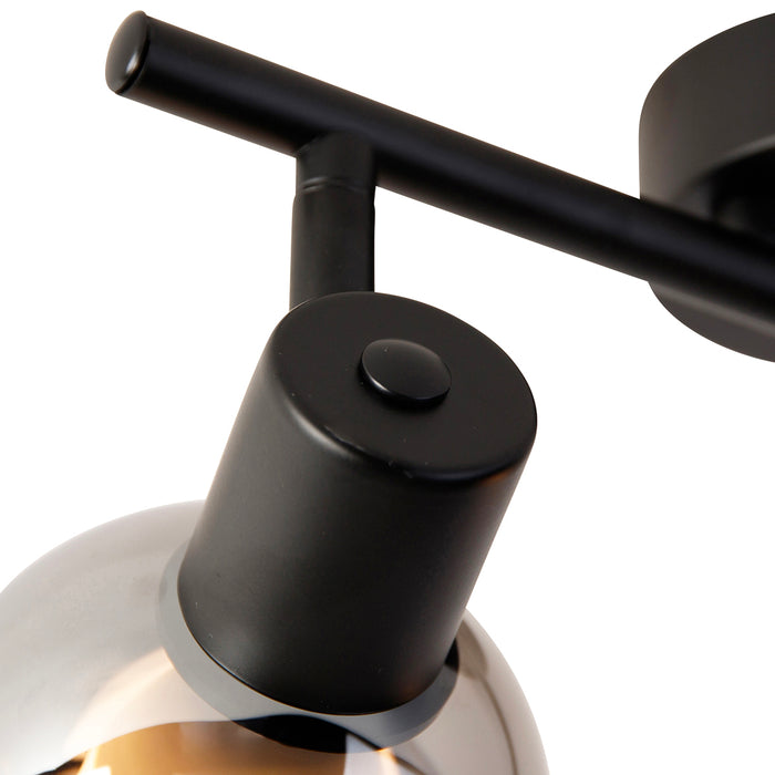 QAZQA Smart plafondlamp zwart met smoke glas incl. 2 Wifi P45 - Vidro