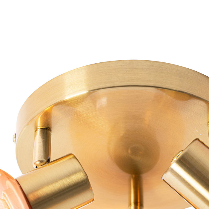 QAZQA Smart plafondspot goud met roze glas incl. 3 Wifi P45 - Vidro