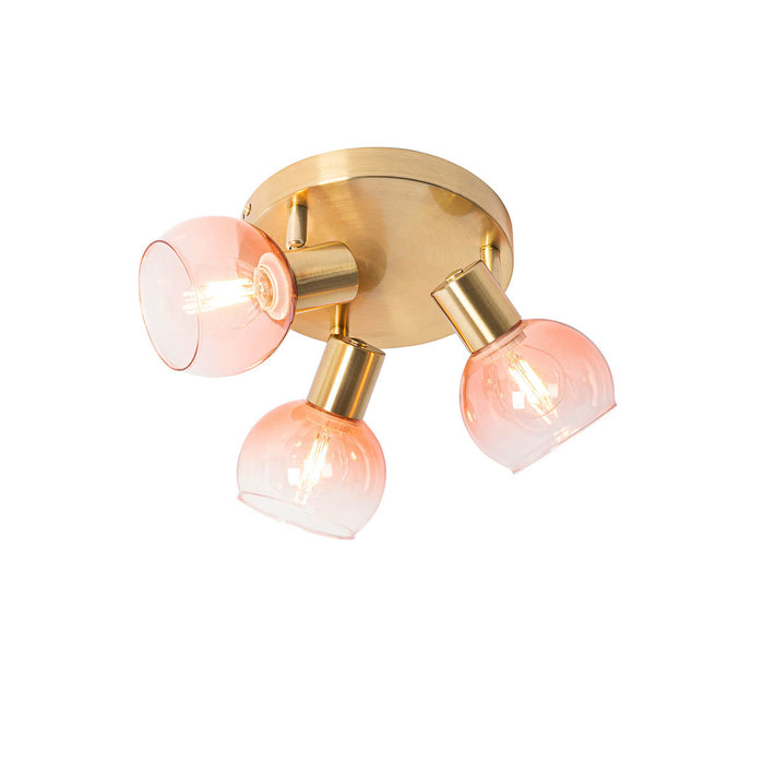 QAZQA Smart plafondspot goud met roze glas incl. 3 Wifi P45 - Vidro