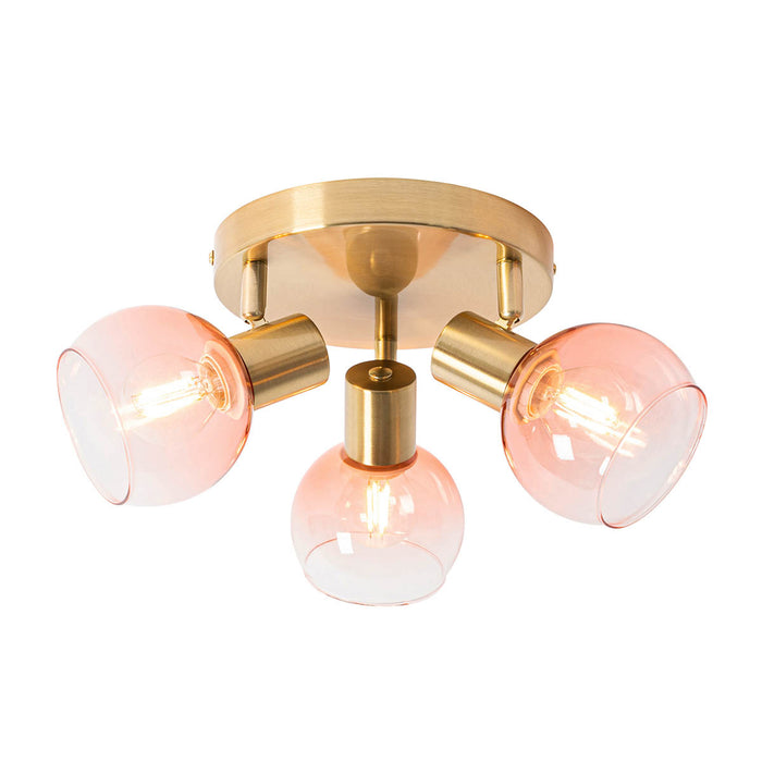 QAZQA Smart plafondspot goud met roze glas incl. 3 Wifi P45 - Vidro