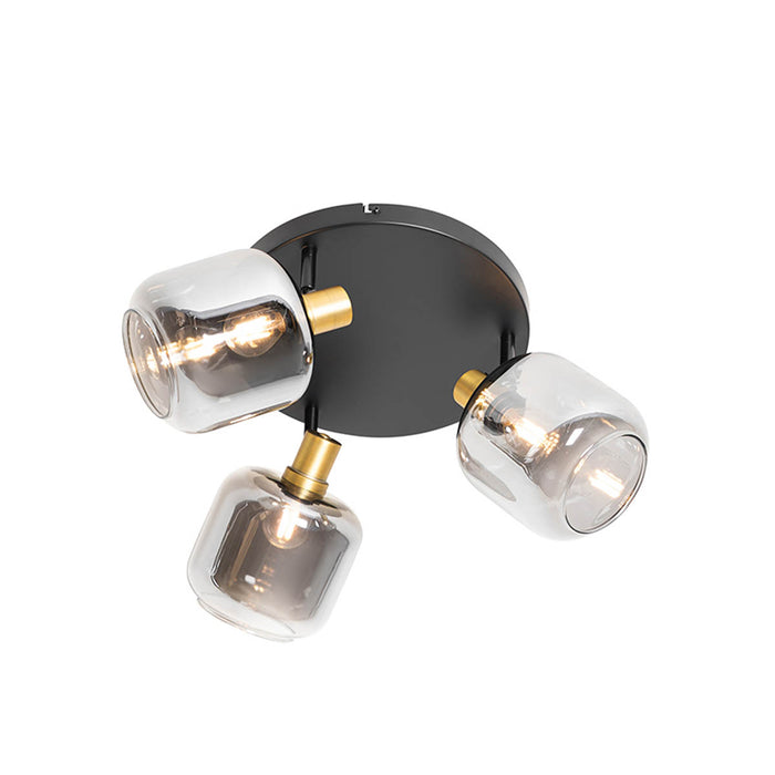 QAZQA Smart plafondspot zwart met goud met smoke glas incl. 3 Wifi