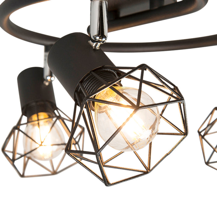 QAZQA Smart spot zwart draai- en kantelbaar incl. 3 Wifi P45 - Mosh