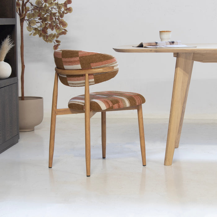 DÉJA Living - Eetkamerstoel Terracotta|Naturel - Skara - Set van 2