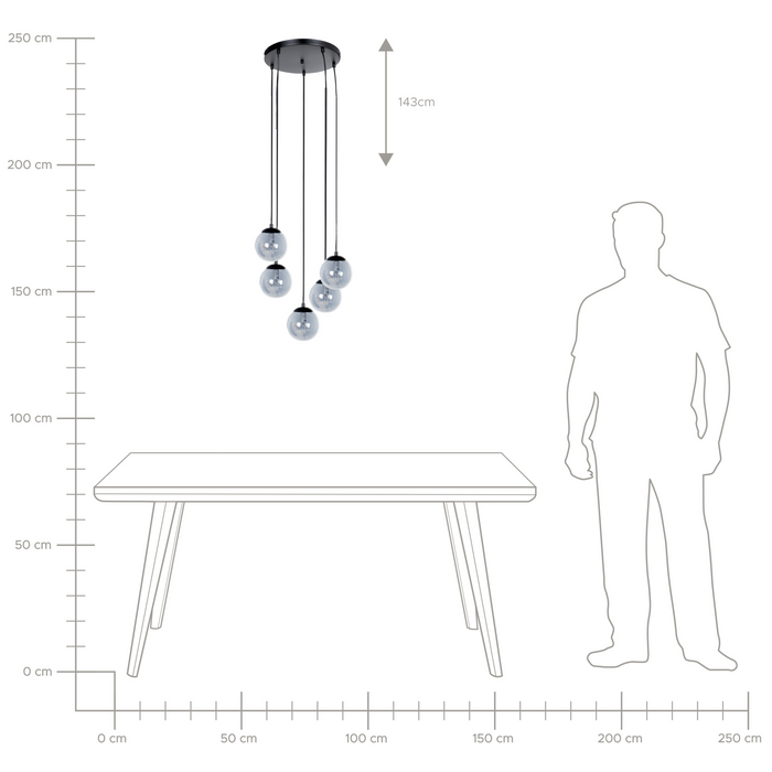 Beliani - NOEL - Hanglamp - Zwart - Glas