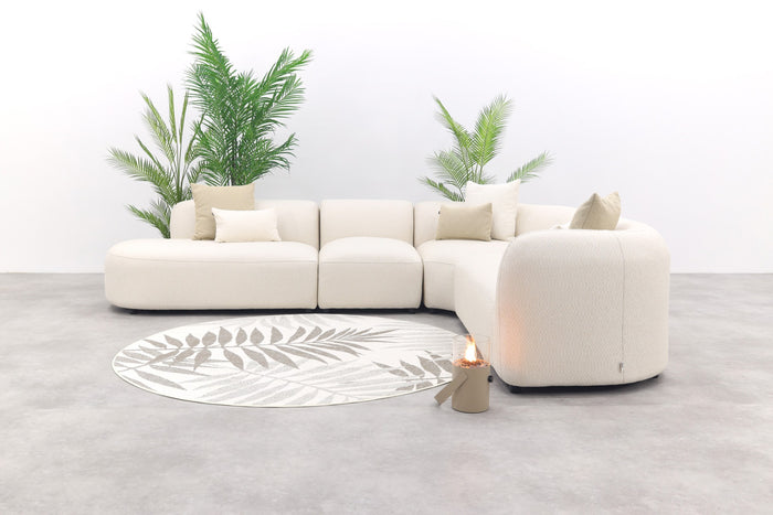 Madeira ronde hoekbank rechts + tussenelement - Naturel Sunbrella