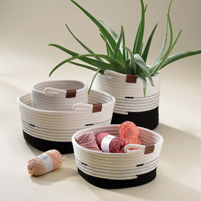 Wasmand, 40 x 57 cm, Rond, Wit|Zwart - Kela | Hedda