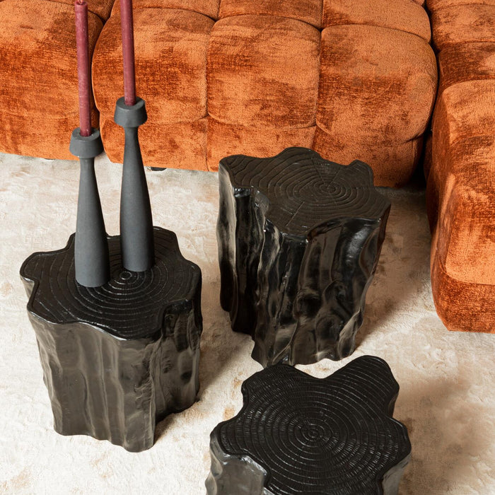 PTMD Fennah Black matt alu sidetable tree wood shape M