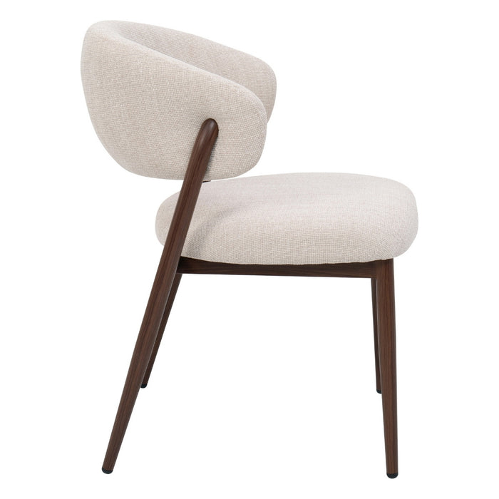 DÉJA Living - Eetkamerstoel - Stof - Beige|Walnoot - Skive - Set van 2