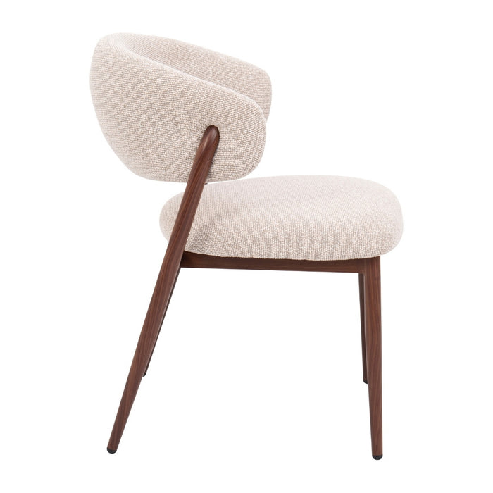 DÉJA Living - Eetkamerstoel - Stof - Zand|Walnoot - Skive - Set van 2